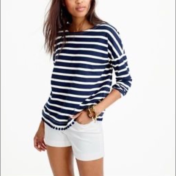 J. Crew Striped Tee with Pom Poms - Picture 3 of 3